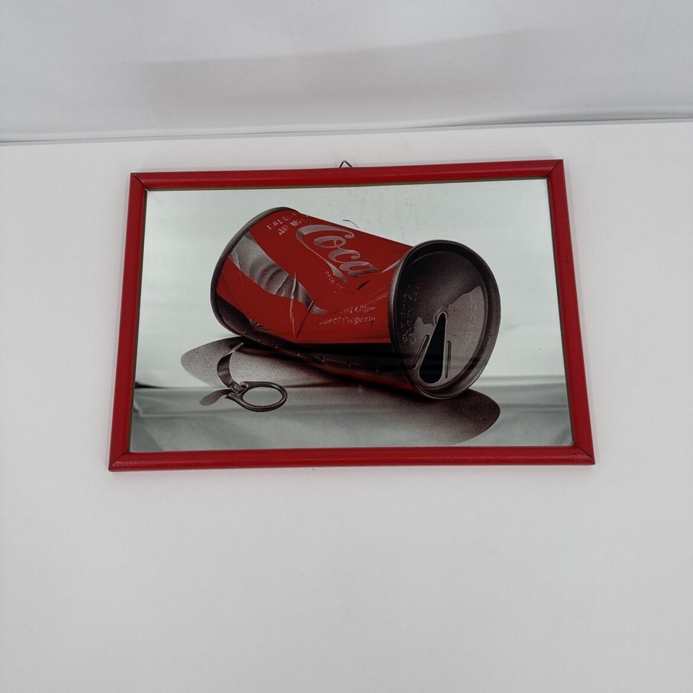 Vintage‎ Coca Cola Mirror Wood Frame 80s Tom Liddell Design Bar Art Americana